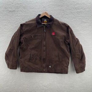 Berne Jacket Mens 2XL Brown Sherpa Lined Duck Canvas Detroit Style Workwear Y2K